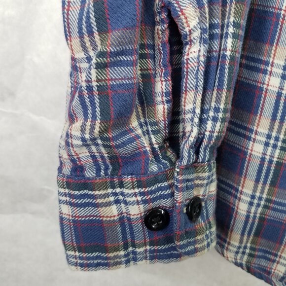 DENIM & SUPPLY Polo Ralph Lauren Button Up Shirt Men L Plaid Blue Flannel Cotton - Picture 4 of 11